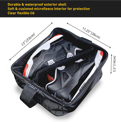 SoleGuardian XXL Sneaker Travel Case – U.S. Brand – Clear Waterproof Lid, Adjustable Dividers – Soft Bag Organizer for up to 4 Pairs of Casual, Athletic, Golf & Sports Shoes, Gift for Men & Women (1)