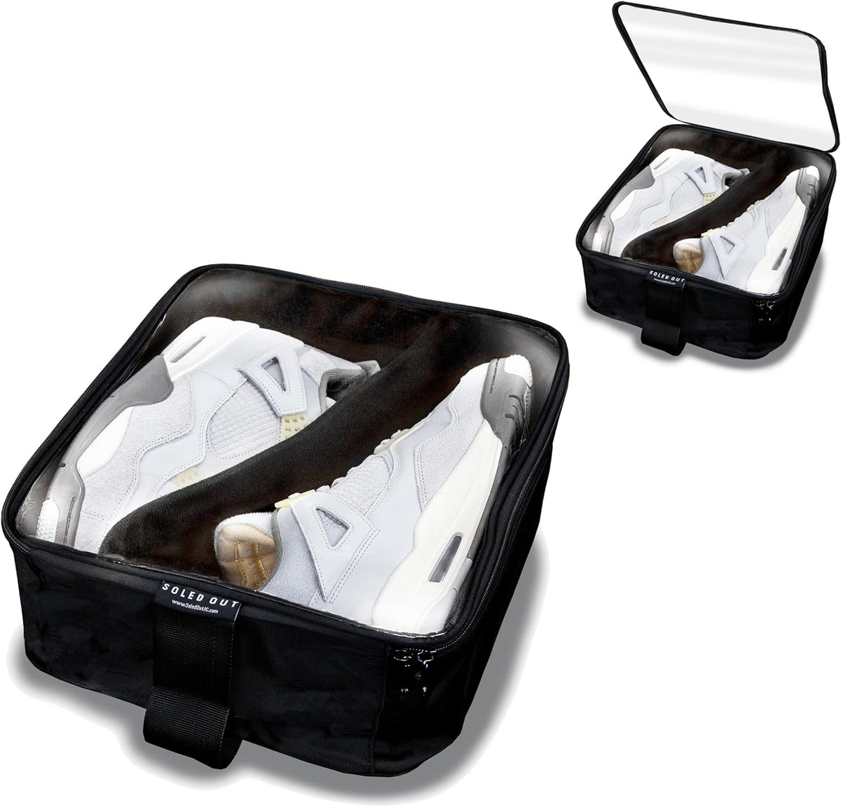 SoleGuardian XXL Sneaker Travel Case – U.S. Brand – Clear Waterproof Lid, Adjustable Dividers – Soft Bag Organizer for up to 4 Pairs of Casual, Athletic, Golf & Sports Shoes, Gift for Men & Women (1)