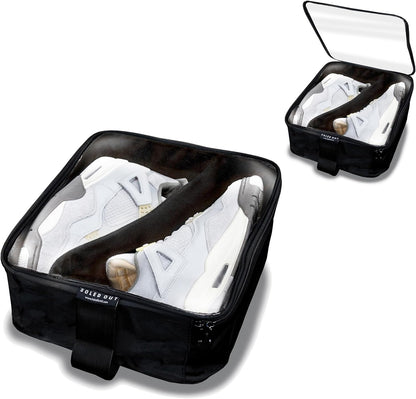 SoleGuardian XXL Sneaker Travel Case – U.S. Brand – Clear Waterproof Lid, Adjustable Dividers – Soft Bag Organizer for up to 4 Pairs of Casual, Athletic, Golf & Sports Shoes, Gift for Men & Women (1)