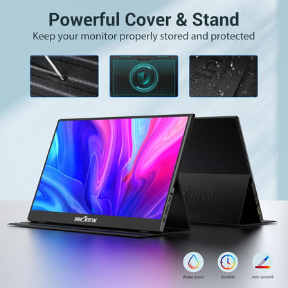 15.6'' Portable Monitor for Laptop FHD 1080P USB-C Travel Monitors Built-in 90° Adjustable Stand Without Bag, HDR IPS Portable Laptop Monitor for MacBook PC Phone Xbox PS4/5 Switch