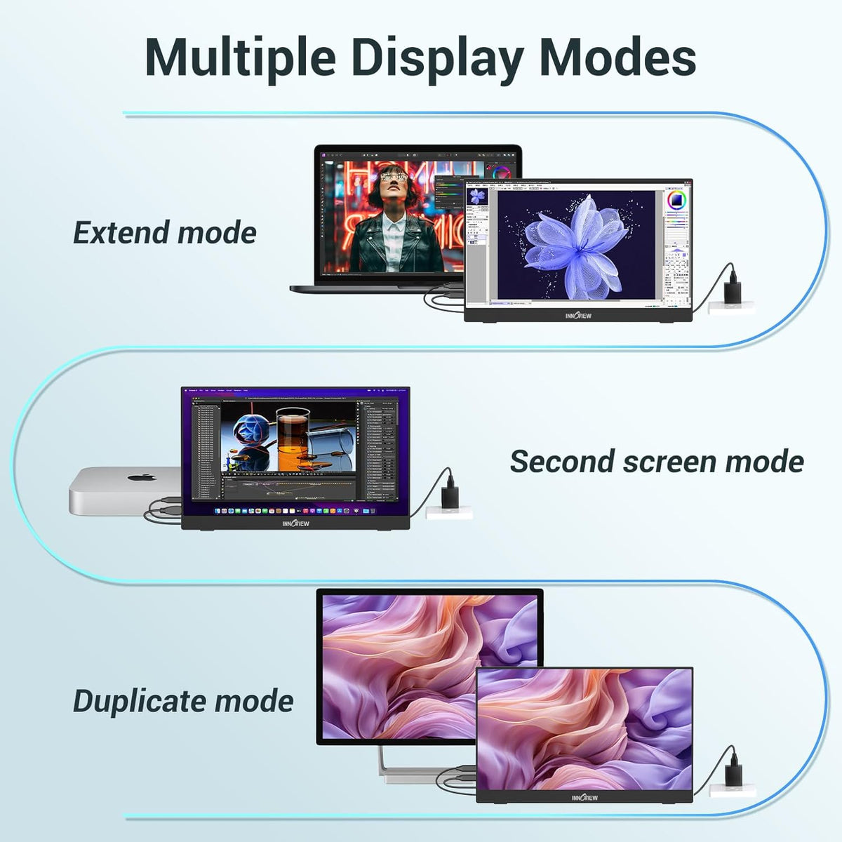 15.6'' Portable Monitor for Laptop FHD 1080P USB-C Travel Monitors Built-in 90° Adjustable Stand Without Bag, HDR IPS Portable Laptop Monitor for MacBook PC Phone Xbox PS4/5 Switch