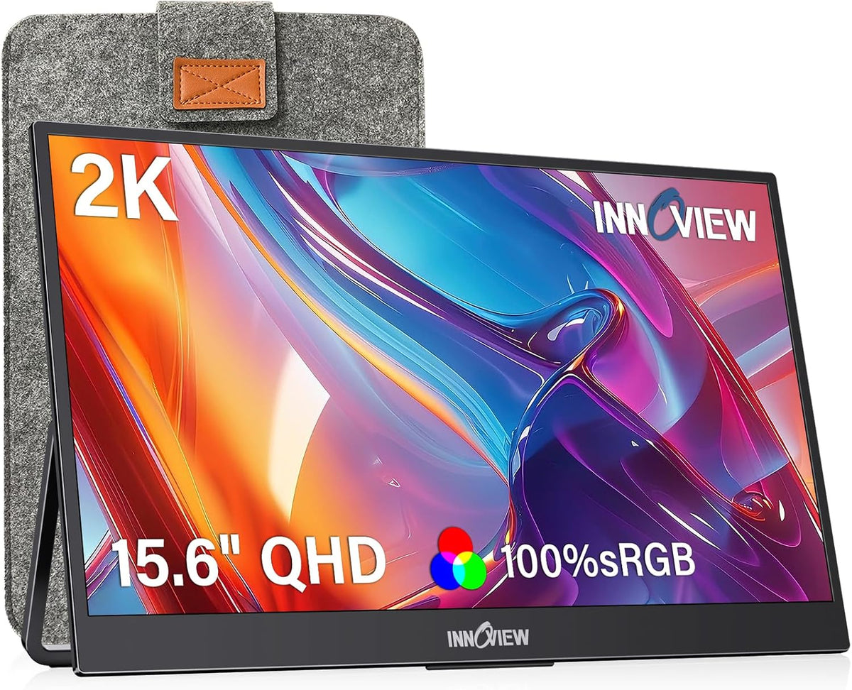 15.6'' Portable Monitor for Laptop FHD 1080P USB-C Travel Monitors Built-in 90° Adjustable Stand Without Bag, HDR IPS Portable Laptop Monitor for MacBook PC Phone Xbox PS4/5 Switch