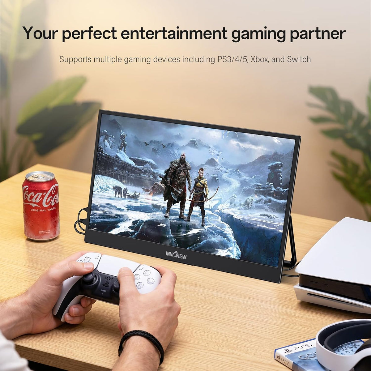 15.6'' Portable Monitor for Laptop FHD 1080P USB-C Travel Monitors Built-in 90° Adjustable Stand Without Bag, HDR IPS Portable Laptop Monitor for MacBook PC Phone Xbox PS4/5 Switch