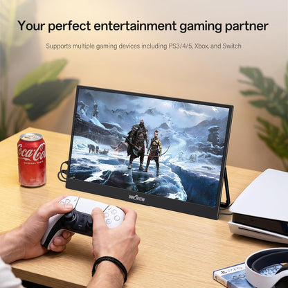 15.6'' Portable Monitor for Laptop FHD 1080P USB-C Travel Monitors Built-in 90° Adjustable Stand Without Bag, HDR IPS Portable Laptop Monitor for MacBook PC Phone Xbox PS4/5 Switch