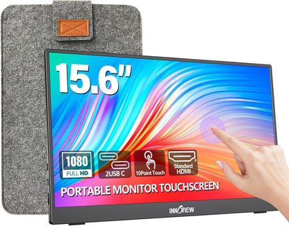 15.6'' Portable Monitor for Laptop FHD 1080P USB-C Travel Monitors Built-in 90° Adjustable Stand Without Bag, HDR IPS Portable Laptop Monitor for MacBook PC Phone Xbox PS4/5 Switch