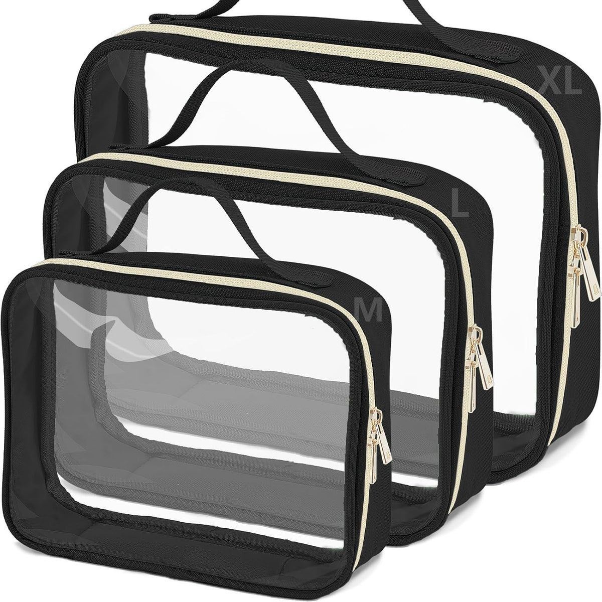 3 Set of Clear Travel Bags for Toiletries,Clears Makeup-Bag Quart Size Travel Bag, Pink