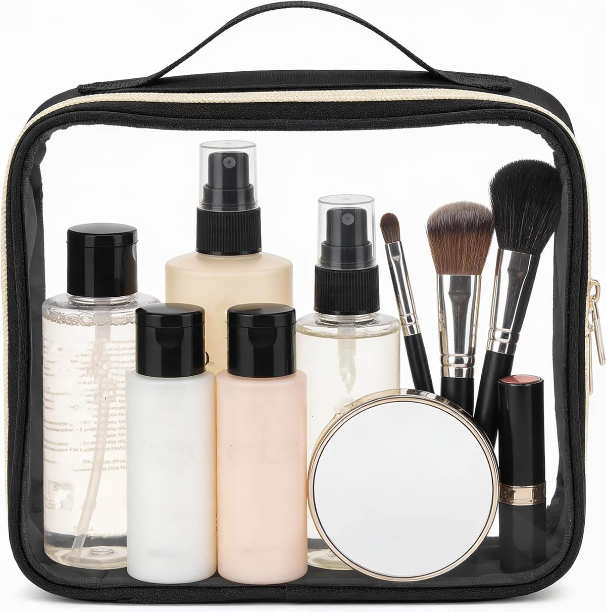 3 Set of Clear Travel Bags for Toiletries,Clears Makeup-Bag Quart Size Travel Bag, Pink