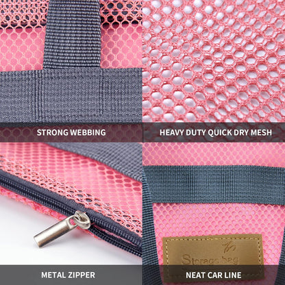 Mesh Shower Caddy Bag Portable Hanging Toiletry and Bath Organizer with Zipper for Travel, Gym, Camping, College Dorms, Beach