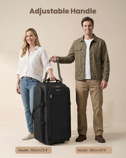 120L Foldable Rolling Duffle Bag with Wheels, Self-Standing Travel Duffel, Heavy Duty Water Resistant Collapsible Luggage with Clean Isolation Pocket for Intimates & Kids, Family Travel