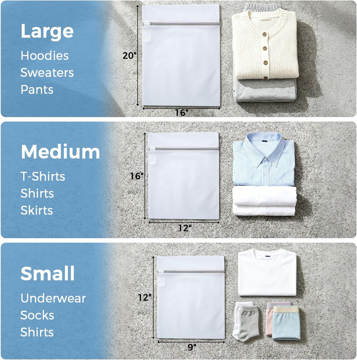 Laundry Bags Mesh Wash Bag for Intimates Lingerie and Delicates, 5Pcs (1XL,2L,2M)