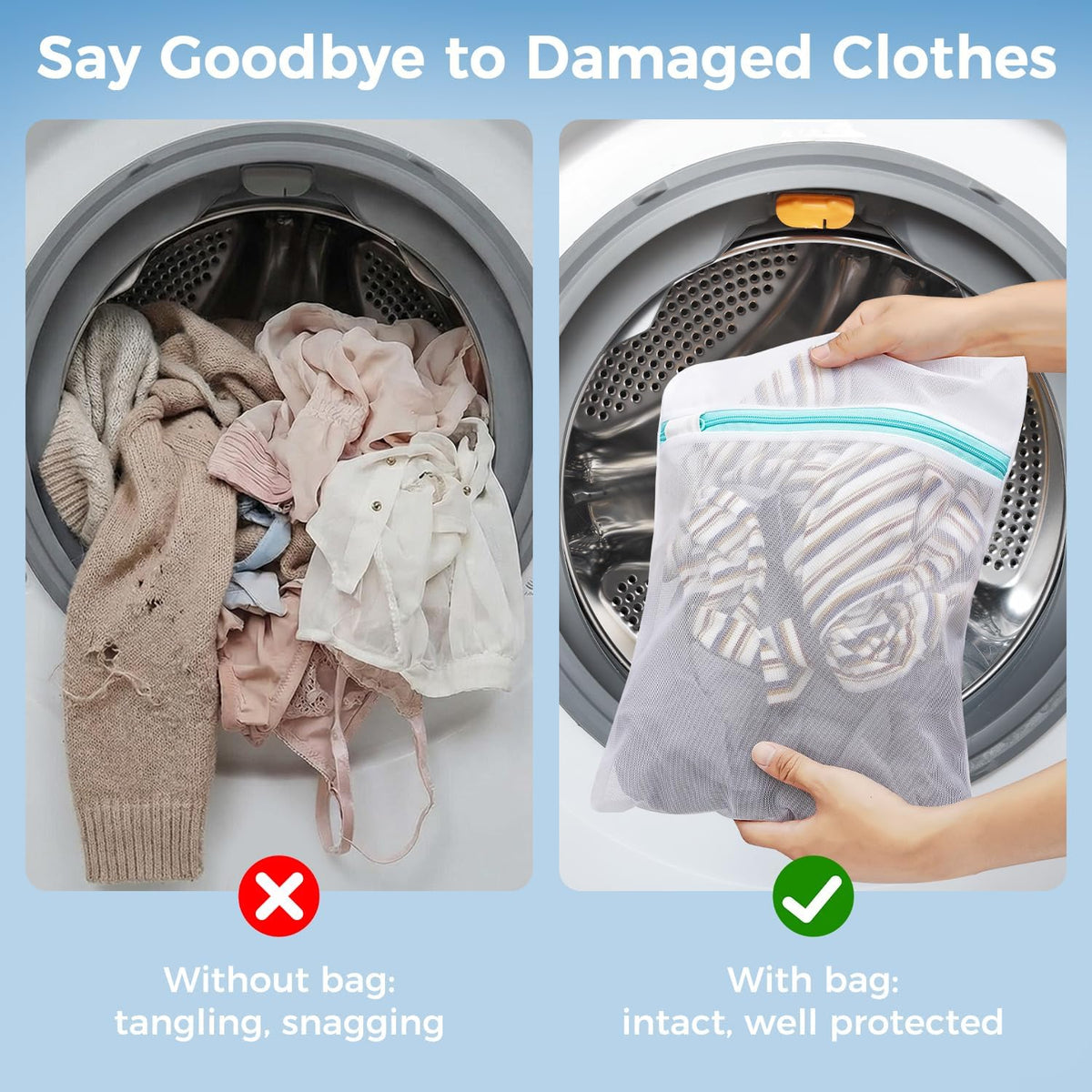 Laundry Bags Mesh Wash Bag for Intimates Lingerie and Delicates, 5Pcs (1XL,2L,2M)
