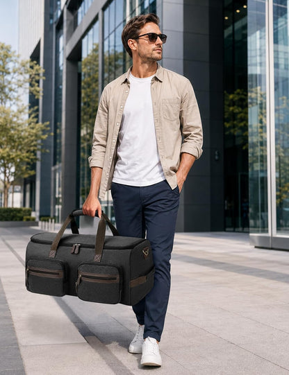 Garment Bag for Travel, 45L Carry-On Garment Duffel with Detachable Suit Bag, 3-in-1 Convertible Backpack, Shoe Compartment & Wet Pocket for Men & Women