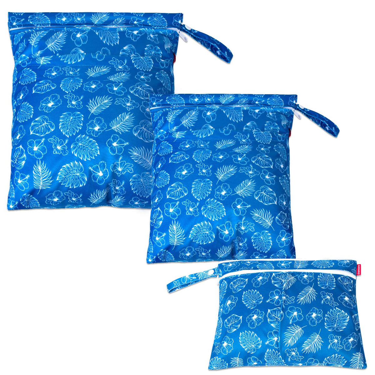 Wet Dry Bag with 2 Zippered Pockets and Snap Handle for Cloth Diaper, Swimsuit, Clothes, Ideal for Travel, Exercise, Daycare, Roomy and Water-resistant (Whale)
