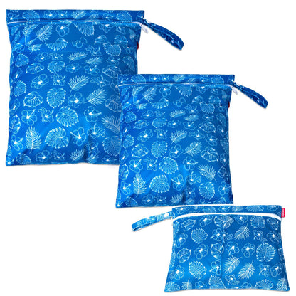Wet Dry Bag with 2 Zippered Pockets and Snap Handle for Cloth Diaper, Swimsuit, Clothes, Ideal for Travel, Exercise, Daycare, Roomy and Water-resistant (Whale)