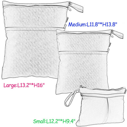 Wet Dry Bag with 2 Zippered Pockets and Snap Handle for Cloth Diaper, Swimsuit, Clothes, Ideal for Travel, Exercise, Daycare, Roomy and Water-resistant (Whale)