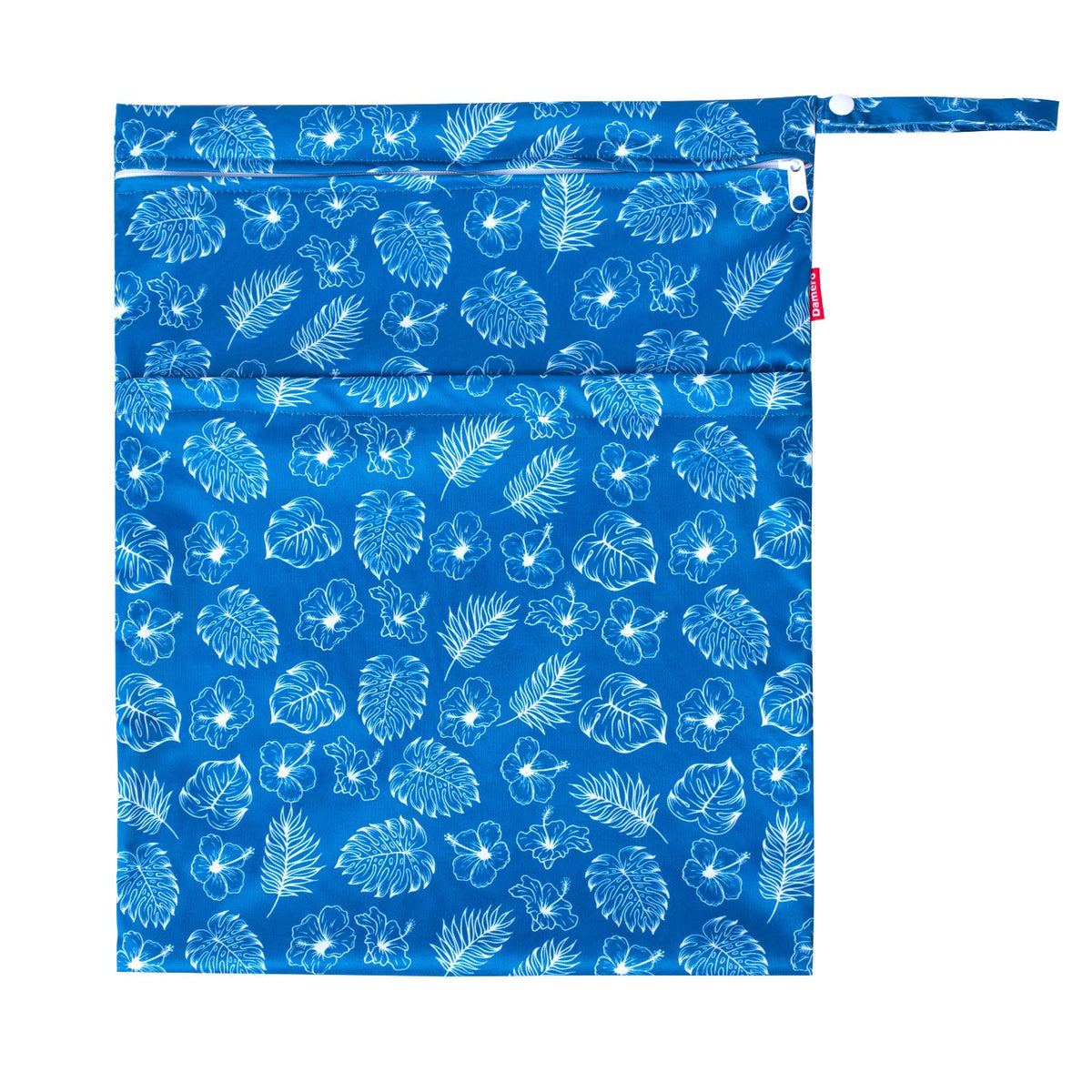 Wet Dry Bag with 2 Zippered Pockets and Snap Handle for Cloth Diaper, Swimsuit, Clothes, Ideal for Travel, Exercise, Daycare, Roomy and Water-resistant (Whale)