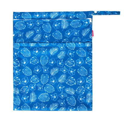 Wet Dry Bag with 2 Zippered Pockets and Snap Handle for Cloth Diaper, Swimsuit, Clothes, Ideal for Travel, Exercise, Daycare, Roomy and Water-resistant (Whale)