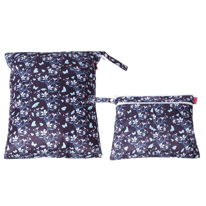 Wet Dry Bag with 2 Zippered Pockets and Snap Handle for Cloth Diaper, Swimsuit, Clothes, Ideal for Travel, Exercise, Daycare, Roomy and Water-resistant (Whale)