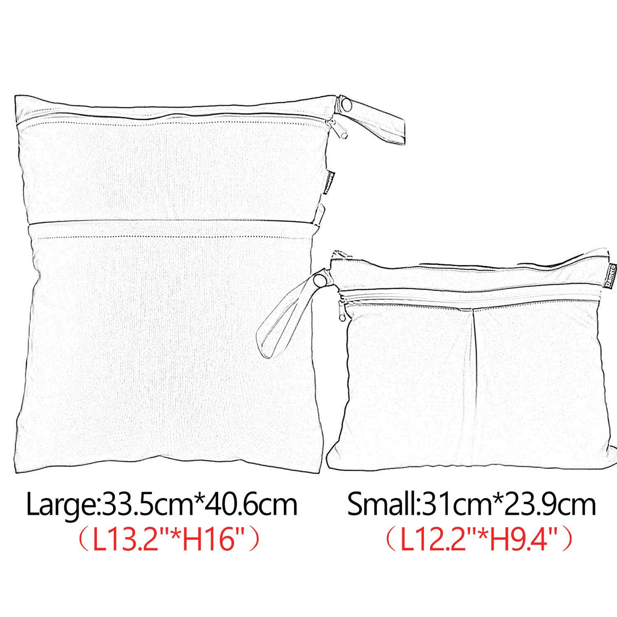 Wet Dry Bag with 2 Zippered Pockets and Snap Handle for Cloth Diaper, Swimsuit, Clothes, Ideal for Travel, Exercise, Daycare, Roomy and Water-resistant (Whale)