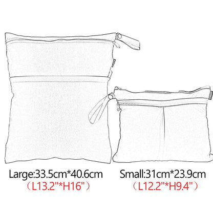 Wet Dry Bag with 2 Zippered Pockets and Snap Handle for Cloth Diaper, Swimsuit, Clothes, Ideal for Travel, Exercise, Daycare, Roomy and Water-resistant (Whale)