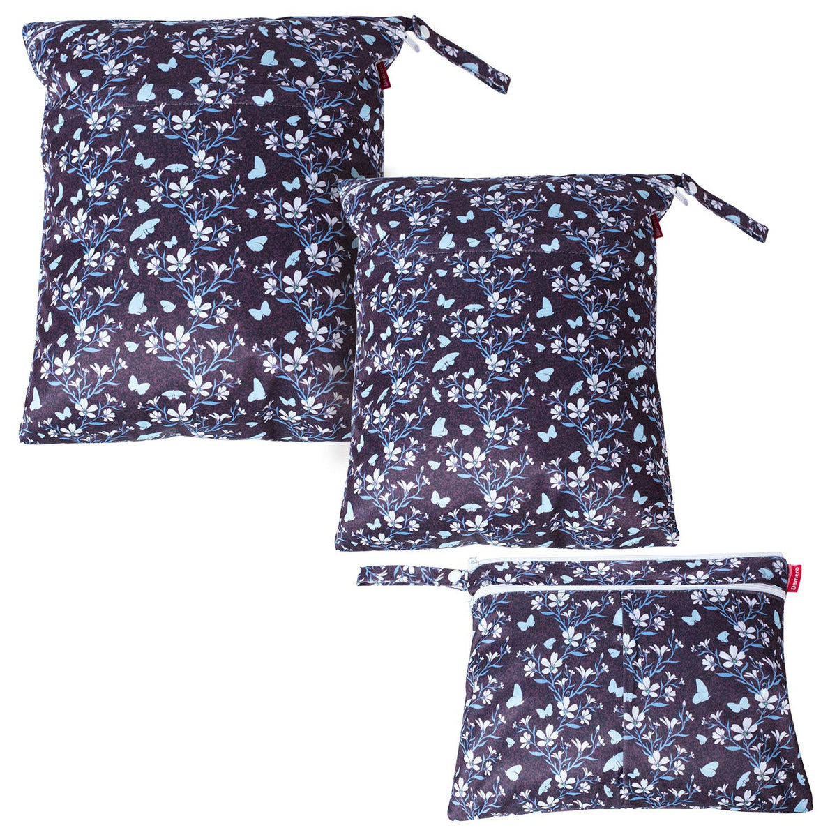 Wet Dry Bag with 2 Zippered Pockets and Snap Handle for Cloth Diaper, Swimsuit, Clothes, Ideal for Travel, Exercise, Daycare, Roomy and Water-resistant (Whale)