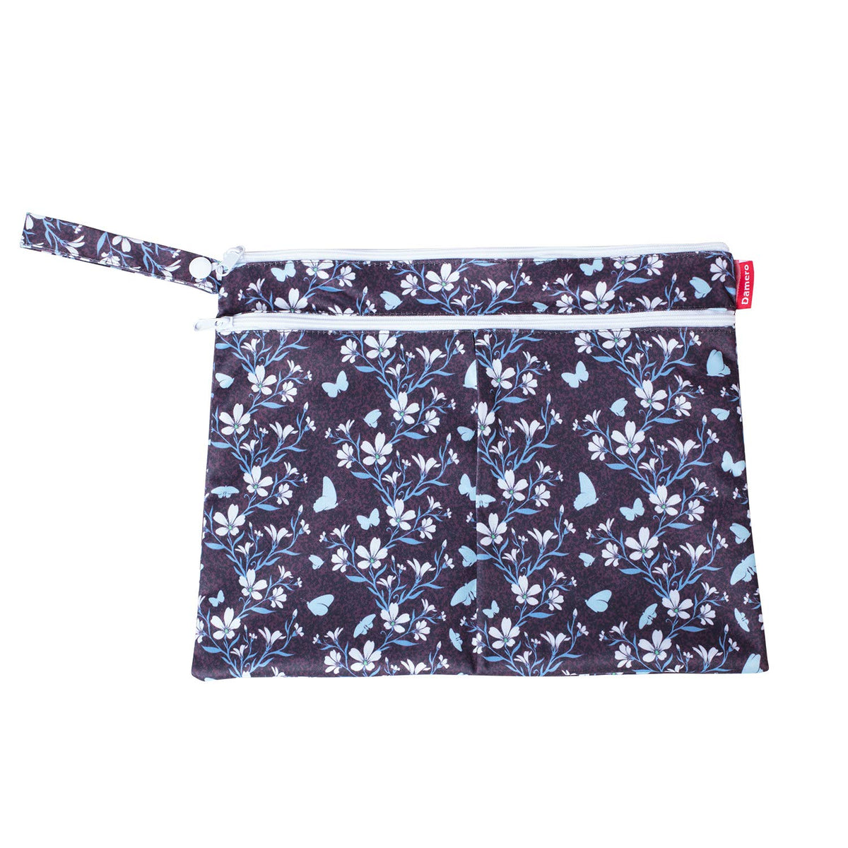 Wet Dry Bag with 2 Zippered Pockets and Snap Handle for Cloth Diaper, Swimsuit, Clothes, Ideal for Travel, Exercise, Daycare, Roomy and Water-resistant (Whale)
