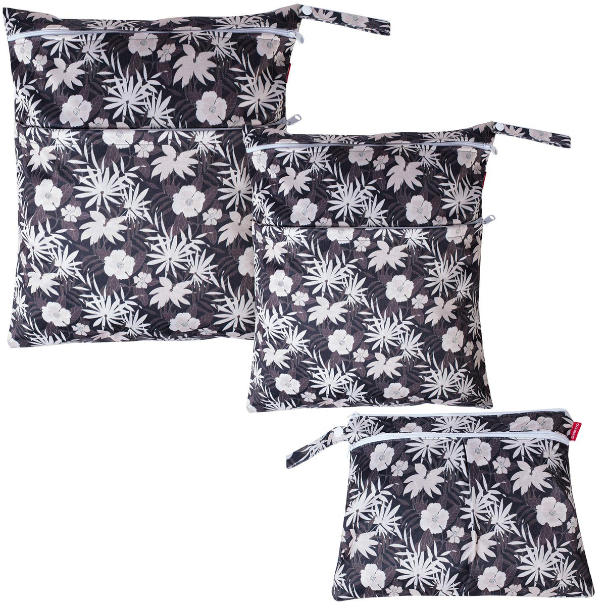 Wet Dry Bag with 2 Zippered Pockets and Snap Handle for Cloth Diaper, Swimsuit, Clothes, Ideal for Travel, Exercise, Daycare, Roomy and Water-resistant (Whale)