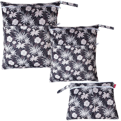 Wet Dry Bag with 2 Zippered Pockets and Snap Handle for Cloth Diaper, Swimsuit, Clothes, Ideal for Travel, Exercise, Daycare, Roomy and Water-resistant (Whale)