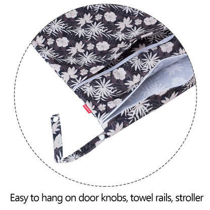 Wet Dry Bag with 2 Zippered Pockets and Snap Handle for Cloth Diaper, Swimsuit, Clothes, Ideal for Travel, Exercise, Daycare, Roomy and Water-resistant (Whale)