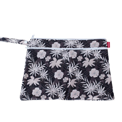 Wet Dry Bag with 2 Zippered Pockets and Snap Handle for Cloth Diaper, Swimsuit, Clothes, Ideal for Travel, Exercise, Daycare, Roomy and Water-resistant (Whale)