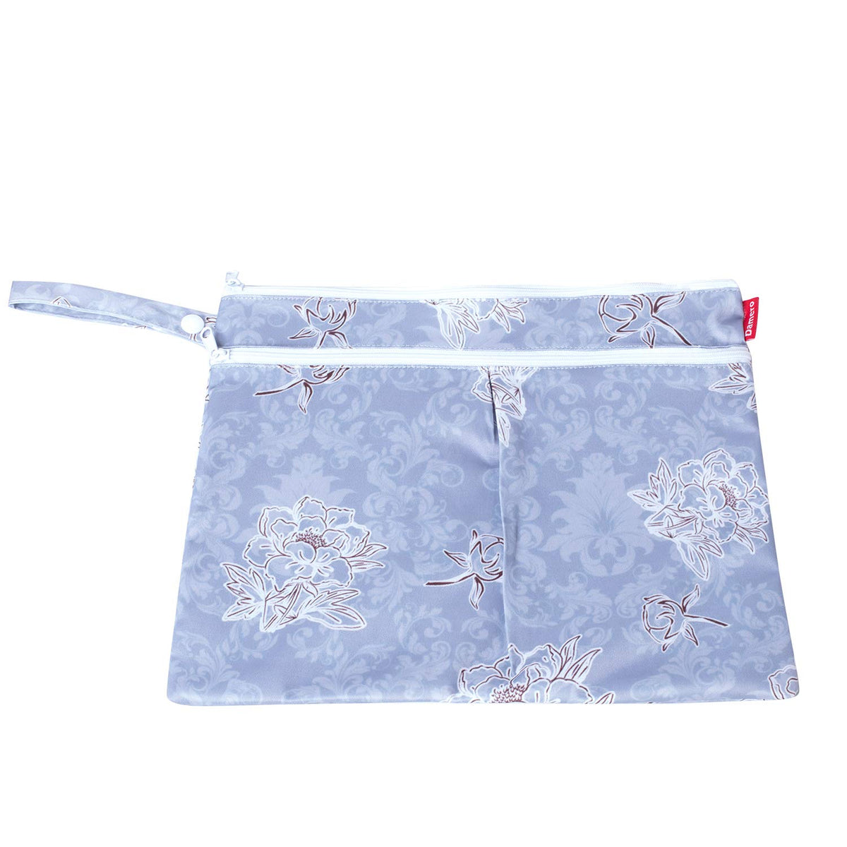 Wet Dry Bag with 2 Zippered Pockets and Snap Handle for Cloth Diaper, Swimsuit, Clothes, Ideal for Travel, Exercise, Daycare, Roomy and Water-resistant (Whale)