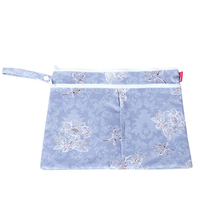 Wet Dry Bag with 2 Zippered Pockets and Snap Handle for Cloth Diaper, Swimsuit, Clothes, Ideal for Travel, Exercise, Daycare, Roomy and Water-resistant (Whale)