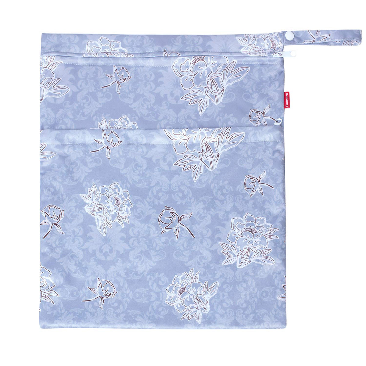 Wet Dry Bag with 2 Zippered Pockets and Snap Handle for Cloth Diaper, Swimsuit, Clothes, Ideal for Travel, Exercise, Daycare, Roomy and Water-resistant (Whale)