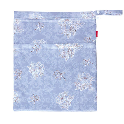 Wet Dry Bag with 2 Zippered Pockets and Snap Handle for Cloth Diaper, Swimsuit, Clothes, Ideal for Travel, Exercise, Daycare, Roomy and Water-resistant (Whale)