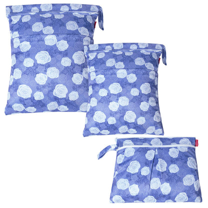 Wet Dry Bag with 2 Zippered Pockets and Snap Handle for Cloth Diaper, Swimsuit, Clothes, Ideal for Travel, Exercise, Daycare, Roomy and Water-resistant (Whale)