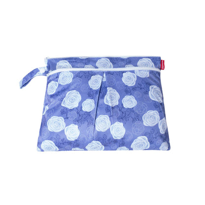 Wet Dry Bag with 2 Zippered Pockets and Snap Handle for Cloth Diaper, Swimsuit, Clothes, Ideal for Travel, Exercise, Daycare, Roomy and Water-resistant (Whale)
