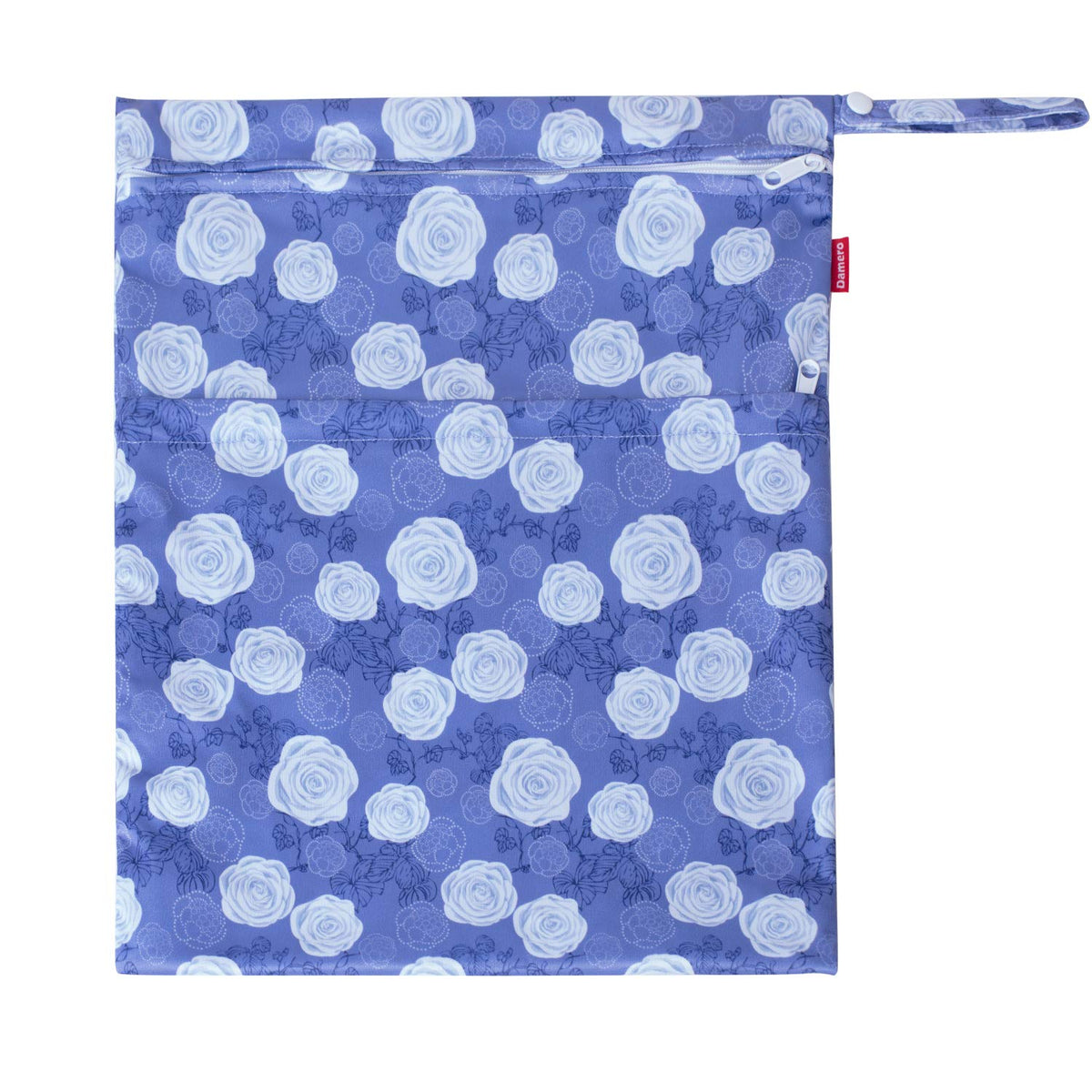 Wet Dry Bag with 2 Zippered Pockets and Snap Handle for Cloth Diaper, Swimsuit, Clothes, Ideal for Travel, Exercise, Daycare, Roomy and Water-resistant (Whale)