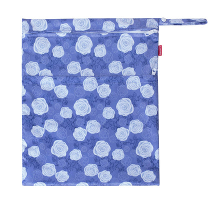 Wet Dry Bag with 2 Zippered Pockets and Snap Handle for Cloth Diaper, Swimsuit, Clothes, Ideal for Travel, Exercise, Daycare, Roomy and Water-resistant (Whale)