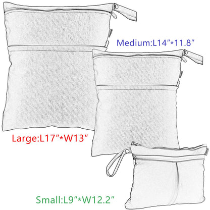 Wet Dry Bag with 2 Zippered Pockets and Snap Handle for Cloth Diaper, Swimsuit, Clothes, Ideal for Travel, Exercise, Daycare, Roomy and Water-resistant (Whale)