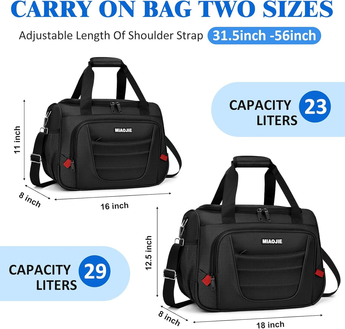 Underseat Carry On luggage Bag Airplanes Personal Item Bags Weekender Overnight Travel Tote Bag Shoulder Small Softside Carry on Luggage Travel Duffel Bags For Men Women -16 IN Navy Blue
