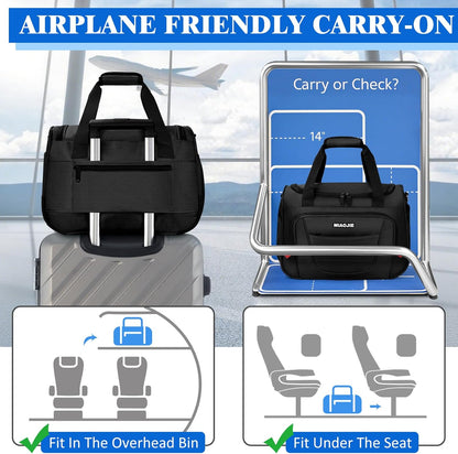 Underseat Carry On luggage Bag Airplanes Personal Item Bags Weekender Overnight Travel Tote Bag Shoulder Small Softside Carry on Luggage Travel Duffel Bags For Men Women -16 IN Navy Blue