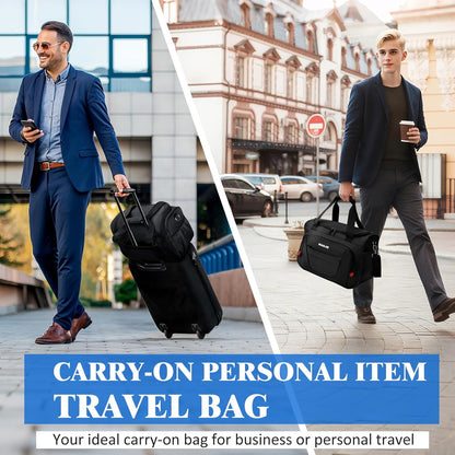 Underseat Carry On luggage Bag Airplanes Personal Item Bags Weekender Overnight Travel Tote Bag Shoulder Small Softside Carry on Luggage Travel Duffel Bags For Men Women -16 IN Navy Blue