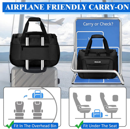 Underseat Carry On luggage Bag Airplanes Personal Item Bags Weekender Overnight Travel Tote Bag Shoulder Small Softside Carry on Luggage Travel Duffel Bags For Men Women -16 IN Navy Blue