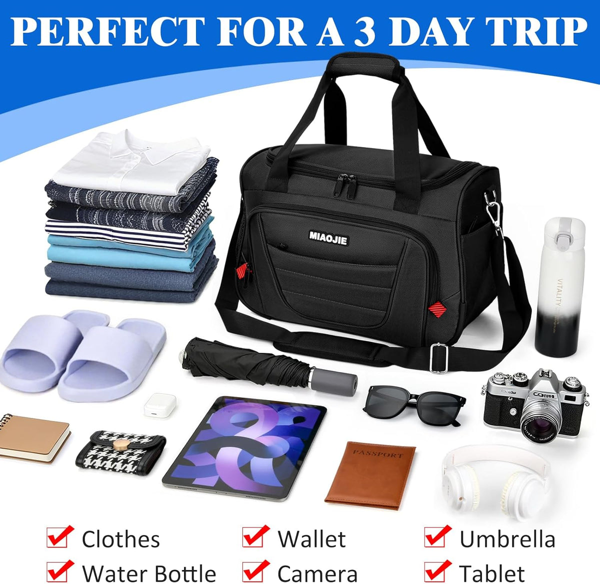 Underseat Carry On luggage Bag Airplanes Personal Item Bags Weekender Overnight Travel Tote Bag Shoulder Small Softside Carry on Luggage Travel Duffel Bags For Men Women -16 IN Navy Blue