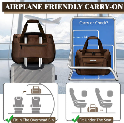 Underseat Carry On luggage Bag Airplanes Personal Item Bags Weekender Overnight Travel Tote Bag Shoulder Small Softside Carry on Luggage Travel Duffel Bags For Men Women -16 IN Navy Blue
