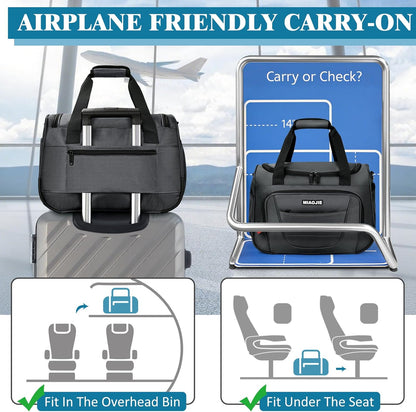 Underseat Carry On luggage Bag Airplanes Personal Item Bags Weekender Overnight Travel Tote Bag Shoulder Small Softside Carry on Luggage Travel Duffel Bags For Men Women -16 IN Navy Blue