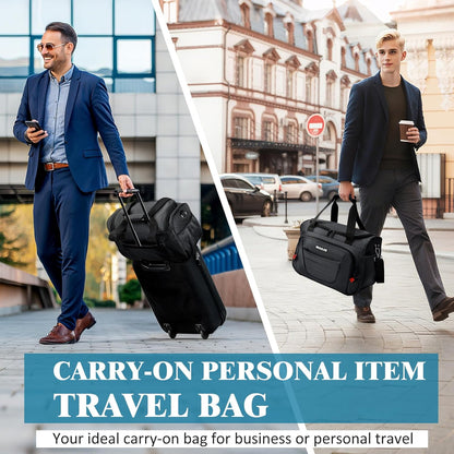 Underseat Carry On luggage Bag Airplanes Personal Item Bags Weekender Overnight Travel Tote Bag Shoulder Small Softside Carry on Luggage Travel Duffel Bags For Men Women -16 IN Navy Blue