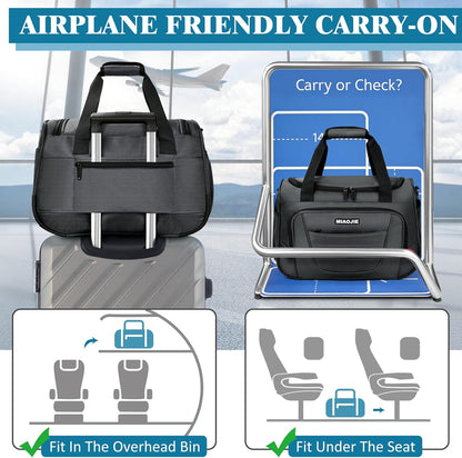 Underseat Carry On luggage Bag Airplanes Personal Item Bags Weekender Overnight Travel Tote Bag Shoulder Small Softside Carry on Luggage Travel Duffel Bags For Men Women -16 IN Navy Blue