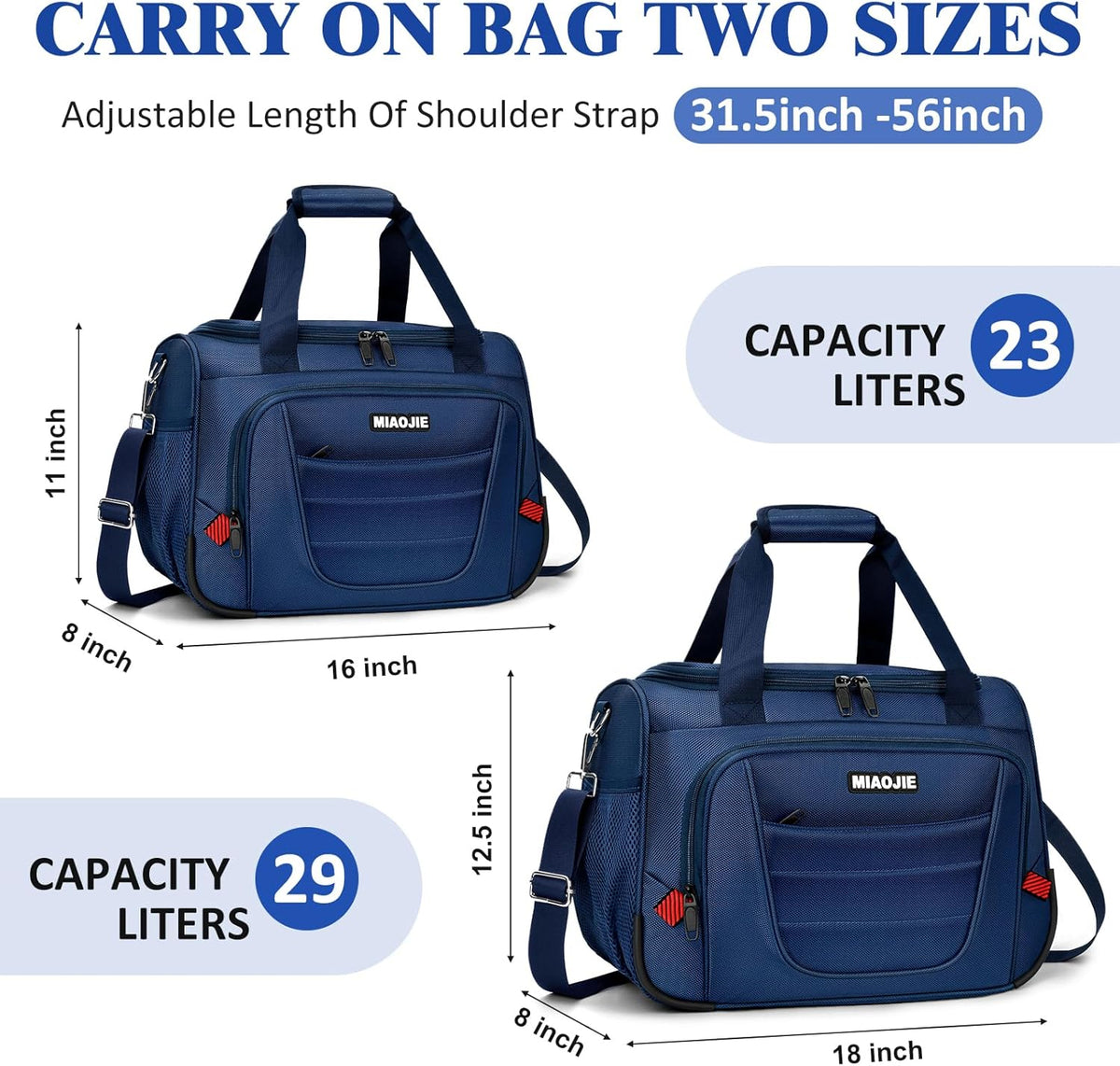 Underseat Carry On luggage Bag Airplanes Personal Item Bags Weekender Overnight Travel Tote Bag Shoulder Small Softside Carry on Luggage Travel Duffel Bags For Men Women -16 IN Navy Blue