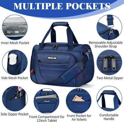 Underseat Carry On luggage Bag Airplanes Personal Item Bags Weekender Overnight Travel Tote Bag Shoulder Small Softside Carry on Luggage Travel Duffel Bags For Men Women -16 IN Navy Blue
